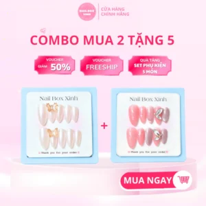 Ảnh sản phẩm Nail Box Combo 2 bộ Nail Box Trắng gạo + Đính đá bướm