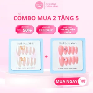 Ảnh sản phẩm Nail Box Combo 2 bộ Nail box Trắng gạo + Cute đính bướm