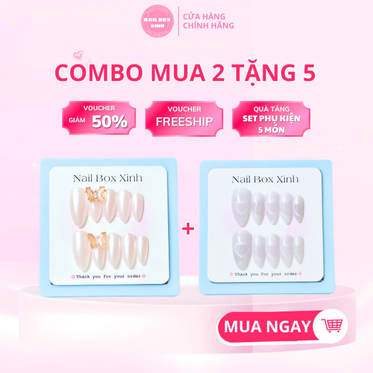 Nail Box – Combo 2 bộ Nail Box Trắng gạo + Cute trendy mắt mèo Ảnh sản phẩm Nail Box Combo 2 bộ Nail Box Trắng gạo + Cute trendy mắt mèo