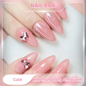 Ảnh sản phẩm Nail Box Nail box cute nhẹ nhàng hồng đính bướm