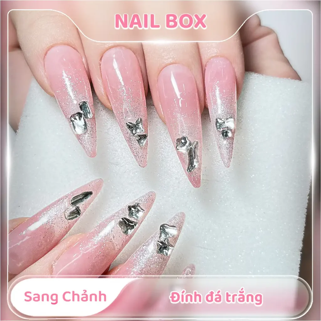 Ảnh sản phẩm Nail Box Nail box sang chảnh đính đá trắng
