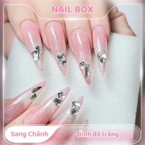 Ảnh sản phẩm Nail Box Nail box sang chảnh đính đá trắng