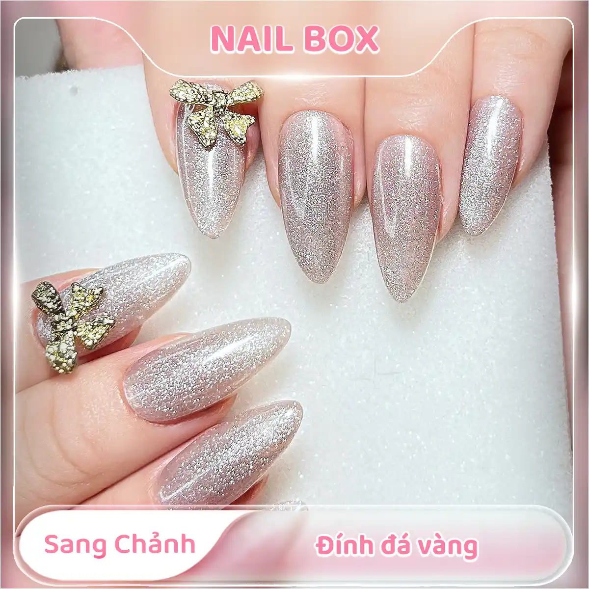 Nail Box – Nail box sang chảnh đính đá vàng Ảnh sản phẩm Nail Box Nail box sang chảnh đính đá vàng