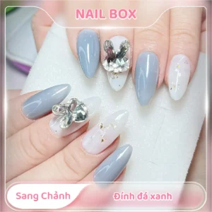 Ảnh sản phẩm Nail Box Nail box sang chảnh đính đá xanh