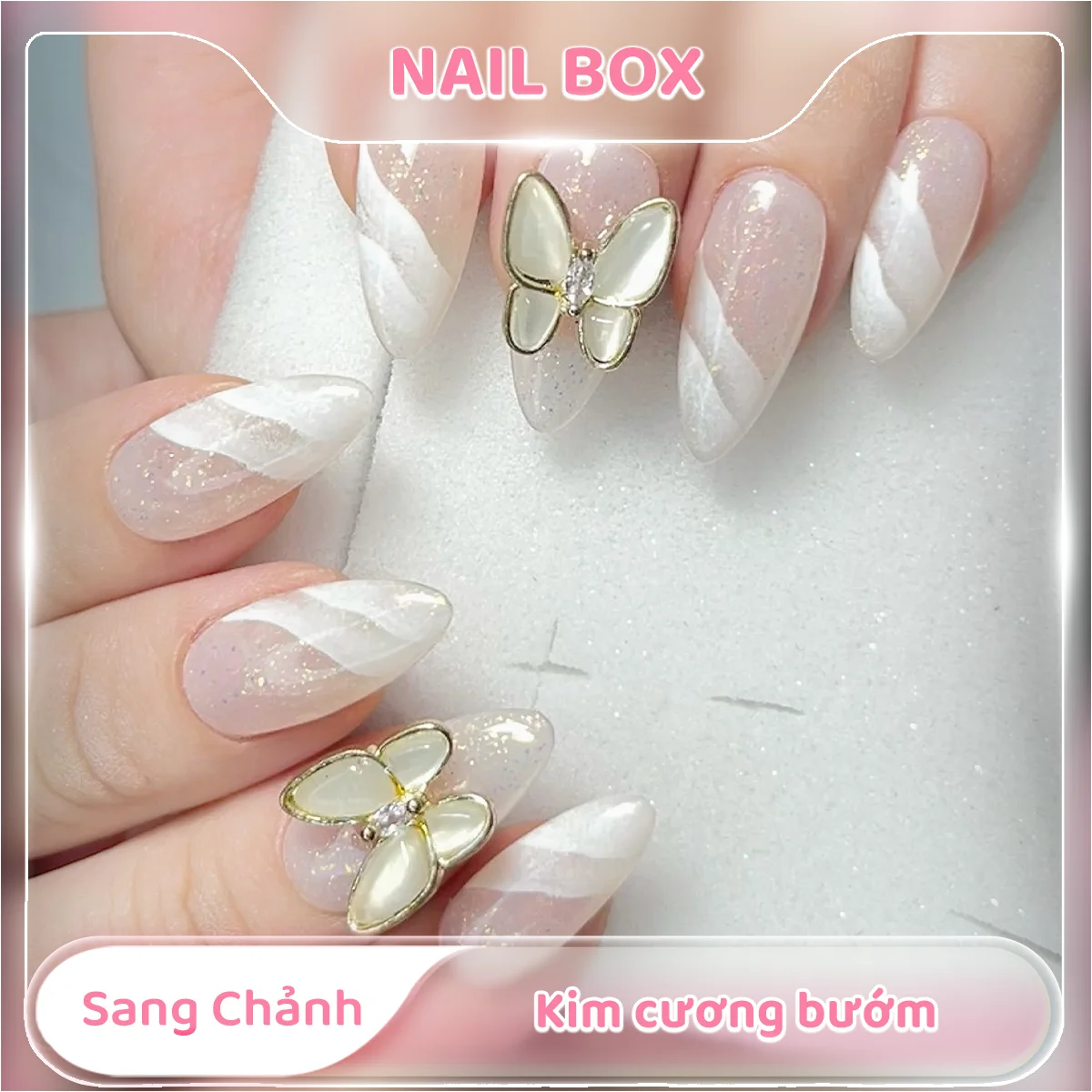 Nail Box – Nail box sang chảnh kim cương bướm Ảnh sản phẩm Nail Box Nail box sang chảnh kim cương bướm