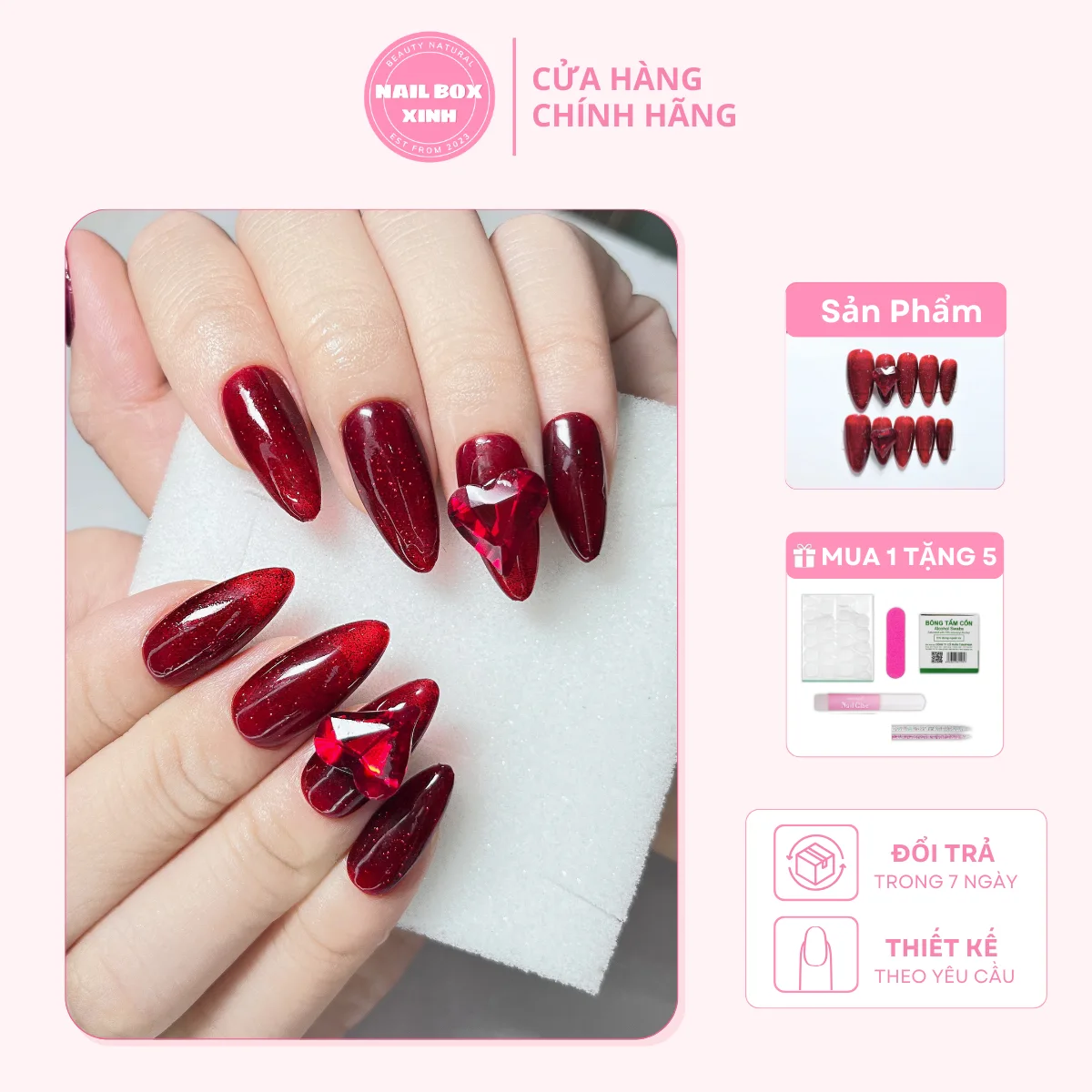Nail Box – Nail box thiết kế sang trọng đỏ đô Ảnh sản phẩm Nail Box Nail box thiết kế sang trọng đỏ đô